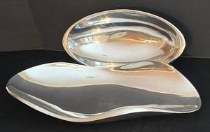lot 134K image: LR - Set of 2 Nambe Silver Tone Serving Dishes