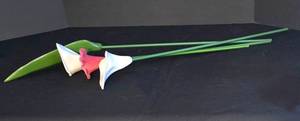 lot 140K image: LR - Set of 3 Ceramic Calla Lily Flower Stems with Leaf Decor