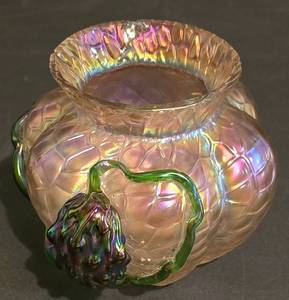 lot 485K image: LL-S - Kralik Art Nouveau Iridescent Glass Vase Bohemia
