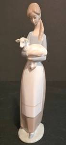 lot 503K image: LL-S - Lladro Porcelain Figurine Girl with Lamb