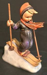 lot 513K image: LL-S - Goebel Hummel Skier Boy Figurine #59 5.5 Inch West Germany