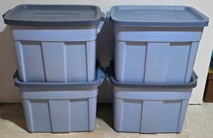 lot 524K image: LL-S - Set of 4 Rubbermaid 18 Gallon Roughneck Storage Totes