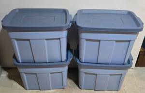 lot 527K image: LL-S - Set of 4 Rubbermaid Roughneck 18 Gallon Storage Totes with Lids