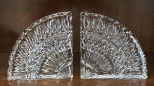lot 8R image: MB - Pair of Waterford Crystal Quadrant Fan Bookends