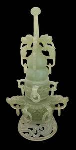lot 62R image: MB - Beautiful Two Piece Jade Censer Sculpture