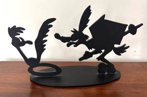 lot 141R image: MB - Tex Welch Limited Edition Metal Sculpture Wile E. Coyote and Roadrunner
