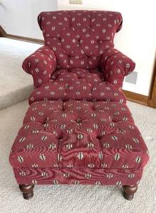 lot 228R image: LL  - P.A. Bergner Tufted Chair with Ottoman