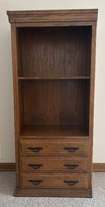 lot 341R image: LLBR - Vintage Ranch Oak Bookcase with 3 Drawers