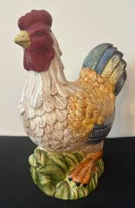 lot 55C image: P - 10-Inch Ceramic Rooster Figurine with Colorful Detail