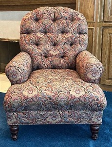 lot 95C image: LR - Ralph Lauren Tufted Upholstered Armchair with Paisley Pattern