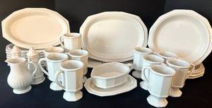 lot 98C image: K - Vintage Heathcote Pottery White Dinnerware Set, Service for 8 Plus Serving Pieces