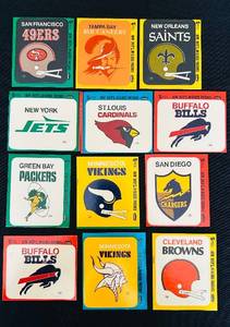 lot 206C image: DR - Collection of 12 Vintage NFL Glass Patches Decals
