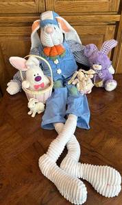 lot 246C image: LR - Large 3-Foot Plush Bunny with Easter Rabbit Plushies and Accessories