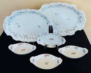 lot 259C image: P - Set of 6 Vintage Floral Porcelain Platters and Serving Dishes, Silesia & BIA