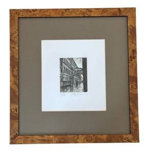 lot 382R image: LR -Limited Edition Framed Venice Etching Print The Bridge of Sighs