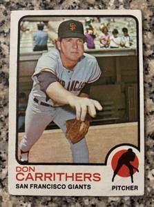 lot 407R image: K - 1972 Don Carrithers San Francisco Giants Baseball Card