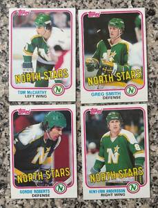lot 413R image: K - Set of 4 Vintage Topps Minnesota North Stars Hockey Cards