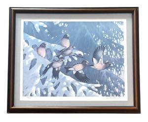 lot 433R image: LLBR - Framed RA Knuth Limited Edition Print Songbirds in Snow