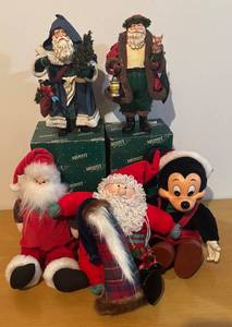 lot 453R image: LLBR - Collection of 6 Christmas Dolls and Figurines, Including Santa and Mickey Mouse