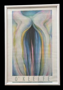 lot 467R image: LLBR - Framed Georgia OKeeffe Grey Line with Black, Blue, and Yellow Art Print
