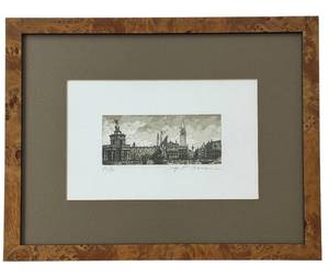 lot 558C image: DR - Signed Limited Edition Framed Venice Etching 8590, 14 x 18 in
