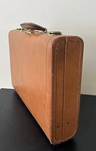 lot 570C image: LL - Vintage Leather Briefcase 12 x 18 Inch with Combination Lock