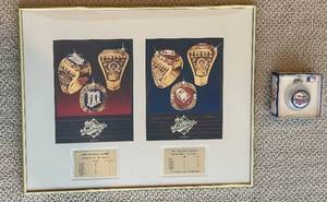 lot 599C image: LL - Minnesota Twins World Series Commemorative Framed Display with 1987 Ornament