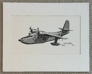 lot 608C image: LL - Limited Edition Joe Milich Grumman UF-16 Albatross Signed Print 16 x 20 Unframed