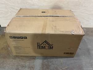 HOMCOM 32" Electric Fireplace with Mantel, Freestanding Heater with LED Log Flame, Shelf and Remote Control, 1400W, Brown