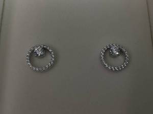 lot 7 image: Swarovski Constella stud earrings Round cut, White, Rhodium plated