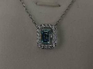 lot 9 image: Swarovski Una necklace Octagon cut, Blue, Rhodium plated