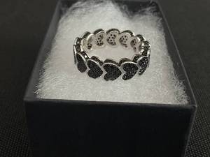 lot 25 image: MCYS Black Spinel Pave Hearts Eternity Ring