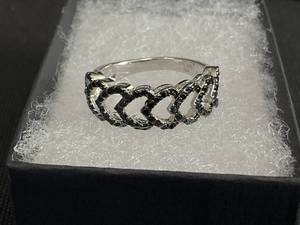 lot 26 image: MCYS Sterling Silver & Black Spinel Hart Half Eternity Ring Size 6