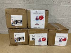 lot 183 image: LOT OF 6 Lidia Bastianich 300-Watt Glass Bowl Electric Choppers (Colors May Vary)