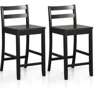 lot 63 image: Costway Wooden Bar Stools Set of 2 with Ergonomic Backrest and Footrest