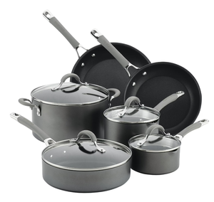 lot 96 image: Circulon Elementum Hard-Anodized Nonstick Cookware Set, 10-Piece, Gray