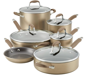 lot 98 image: Anolon Advanced Home Hard-Anodized Nonstick 11-Piece Cookware Set (Bronze)