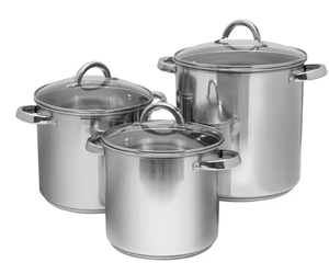 lot 341 image: Sedona Kitchen 3-Pc. Stainless Steel Stockpot Set