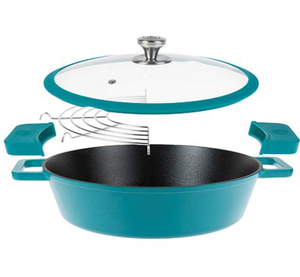 lot 369 image: Kitchen HQ 4.5-Quart Cast Iron Nonstick Braiser