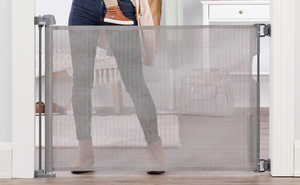 lot 370 image: Regalo Extra Wide Retractable Baby Gate, Award Winning Brand, Expands up to 50 Wide 30 High, Easy Install, Includes Installation Template, Locking Indicator