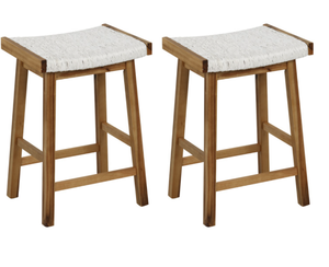 lot 106 image: Costway Set of 2 25.5 Inch Dining Bar Stool with Seaweed Woven Seat