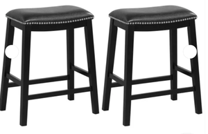 lot 107 image: Costway 26 Inch Counter Height Bar Stool Set of 2 with Upholstered Seat-Black (Maybe Missing Hardware)