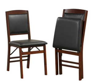 lot 109 image: Costway 2 Pack Folding Dining Chairs Foldable Chairs with PVC Padded Seat & High Backrest
