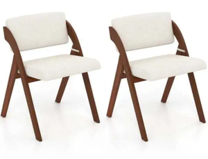 lot 111 image: Costway Set of 2 Folding Kitchen Dining Chairs with Rubber Wood Legs-Walnut