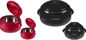 lot 164 image: LOT OF 2 Kitchen HQ Large & Small Thermal Microwaveable Insulated Bowls wLids