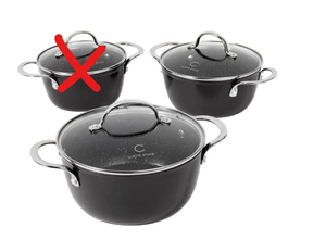 lot 177 image: Curtis Stone 4-piece Dura-Pan Nesting Saucepan Set Restored (Missing Missing 1 Pan)