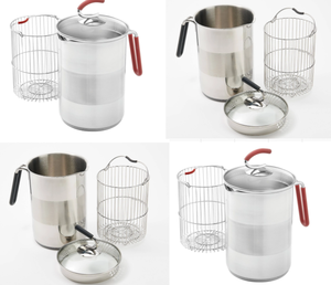 lot 178 image: LOT OF 4 Kuhn Rikon 11-Cup Stainless Steel 4th Burner Pot (Colors May Vary)