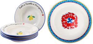 lot 179 image: LOT OF 2 Lidia Bastianich 4-pack Pasta Bowls with Signature Phrase &