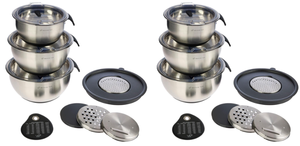 lot 180 image: LOT OF 2 Wolfgang Puck 11-piece Stainless Steel Mixing Bowl Set with Lids