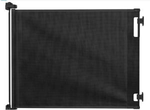 lot 192 image: Perma Child Safety Ex Wide 71-in x 33-in Hardware Mounted Black Plastic Safety Gate (Maybe Missing Hardware)